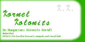 kornel kolonits business card