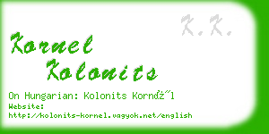 kornel kolonits business card